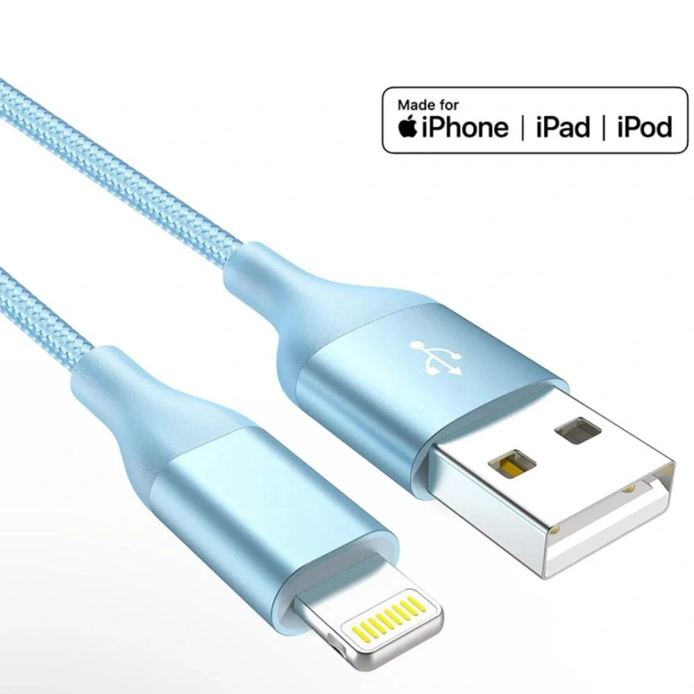 NEW! Apple MFi Certified Cable 6FT 4-Pack Charger Purple Blue Green Rose